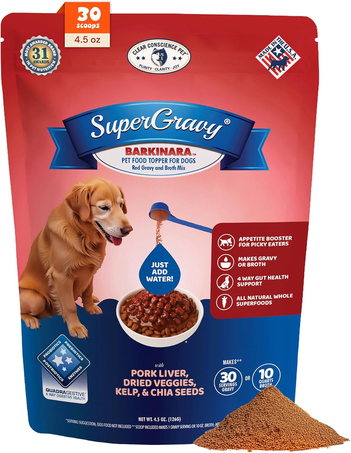 CLEAR-CONSCIENCE-PET®-Barkinara™-SuperGravy®-Natural-Dog-Food-Gravy-Topper,-Hydration-Broth-Mix,-785