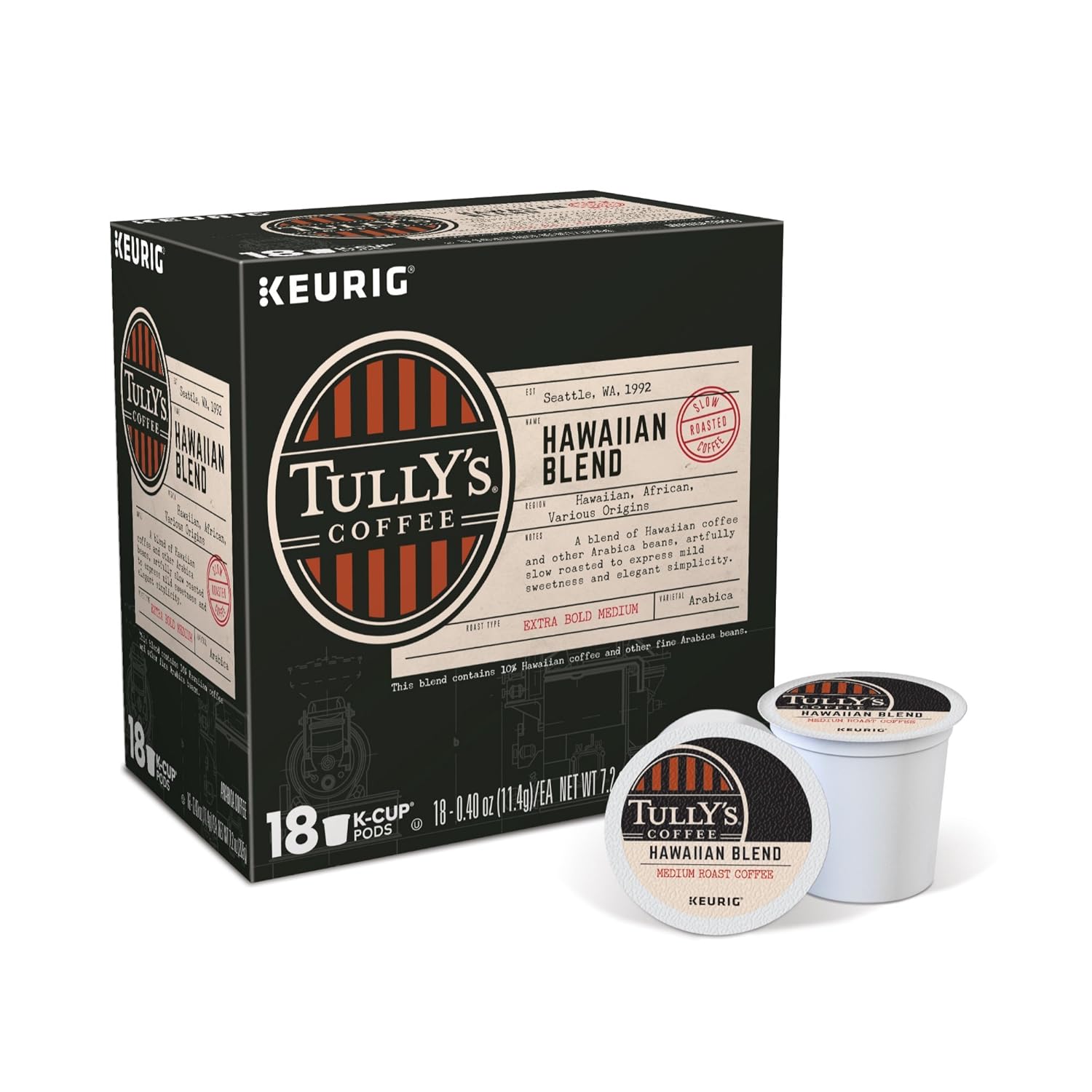 Keurig,-Tully's-Hawaiian-Blend,-café-tostado-medio-extra-atrevido,-paquetes-individuales-24368
