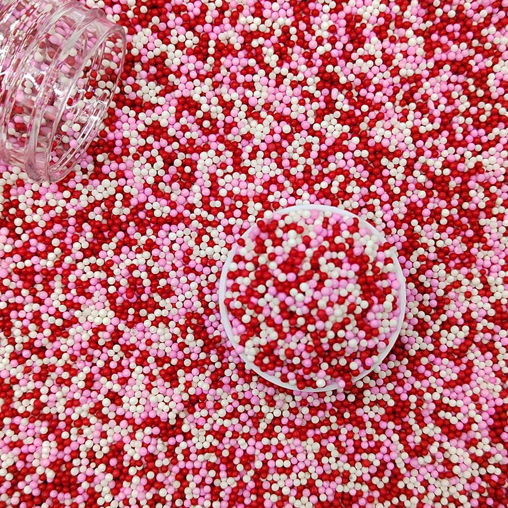 EPHVODI-Red-Pink-and-White-Valentine-Sprinkles-Nonpareils-Sprinkles-Edible-Mini-Pearl-for-Decorations,-1424