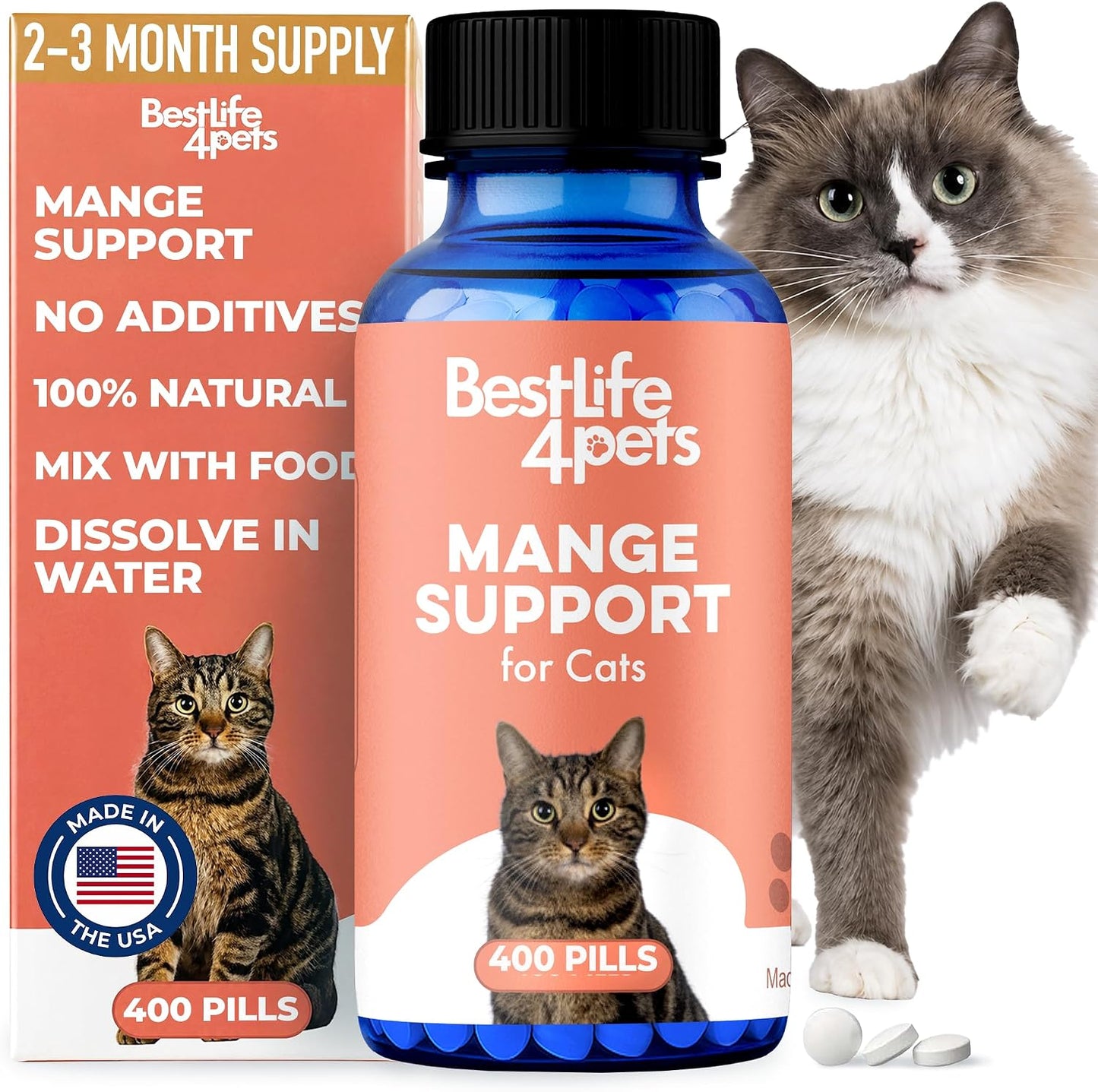 BestLife4Pets-Mange-Support-for-Cats---400-Pills-|-Natural-Cat-Itchy-Skin,-1477