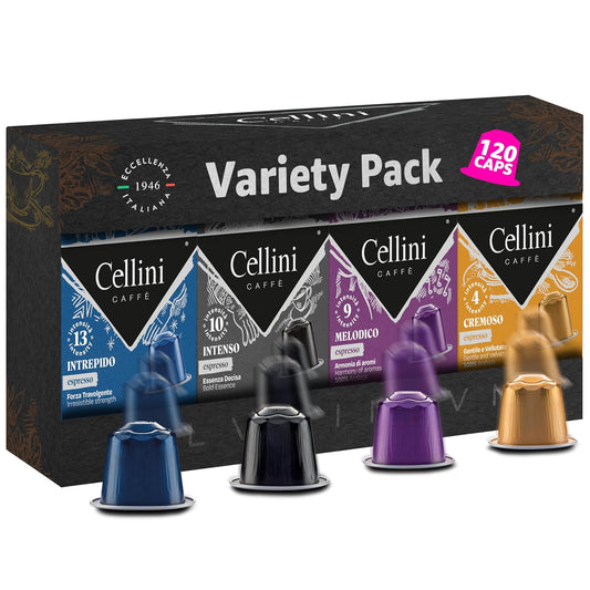 Cellini-Caffè---Cápsulas-Nespresso-de-aluminio-variadas-variadas,-4-sabores-distintivos,190