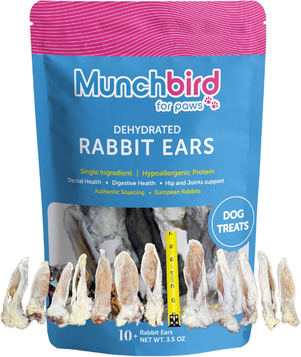 Munchbird-Dehydrated-Rabbit-Ears-100g-(3.5-oz)-42339-pcs-for-Dogs,-European-Furry-1996