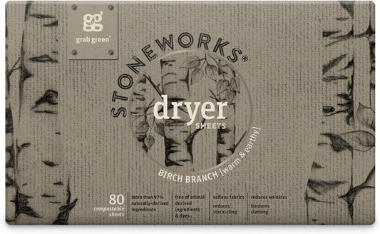 Grab-Green,-Stoneworks,-Dryer-Sheets,-80-Compostable-Sheets-(Birch-Branch)-----591