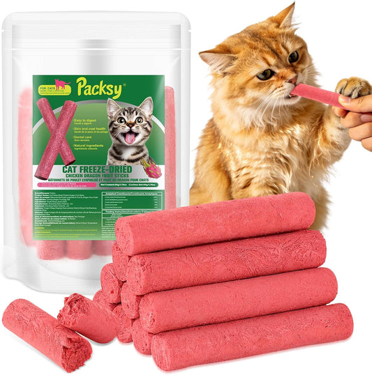 50g/1.76oz-Freeze-Dried-Chicken-&-Dragon-Fruit-Sticks-for-Cats,High-Protein,-All-Natural-Treats,Irresistible-Flavor-&-264