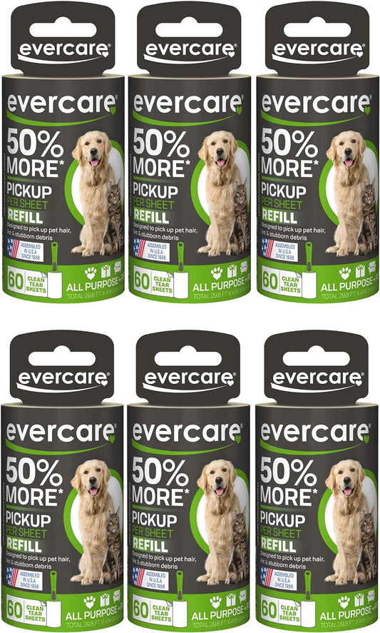 Evercare-Extra-Sticky-Pet-Lint-Roller-Refill-60-Sheets,-6-Pack-3758