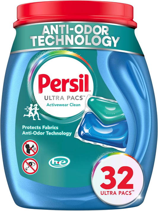 Persil-Ultra-Pacs-Activewear-Clean-Laundry-Detergent,-32-Count,-No-Mess,-Single-Dose-784