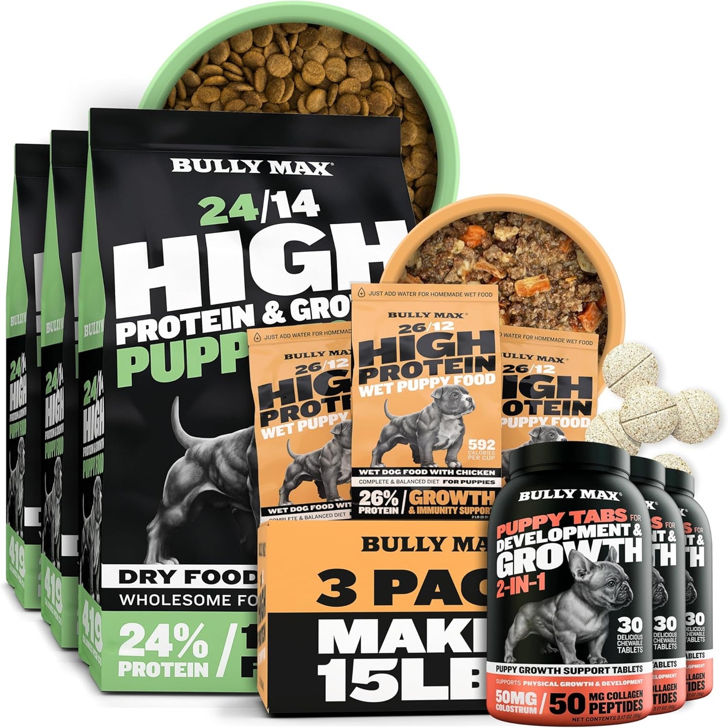 Bully-Max-Puppy-Power-Bundle:-24/14-High-Protein-Lamb-Dry-Dog-Food-(15lb),-67