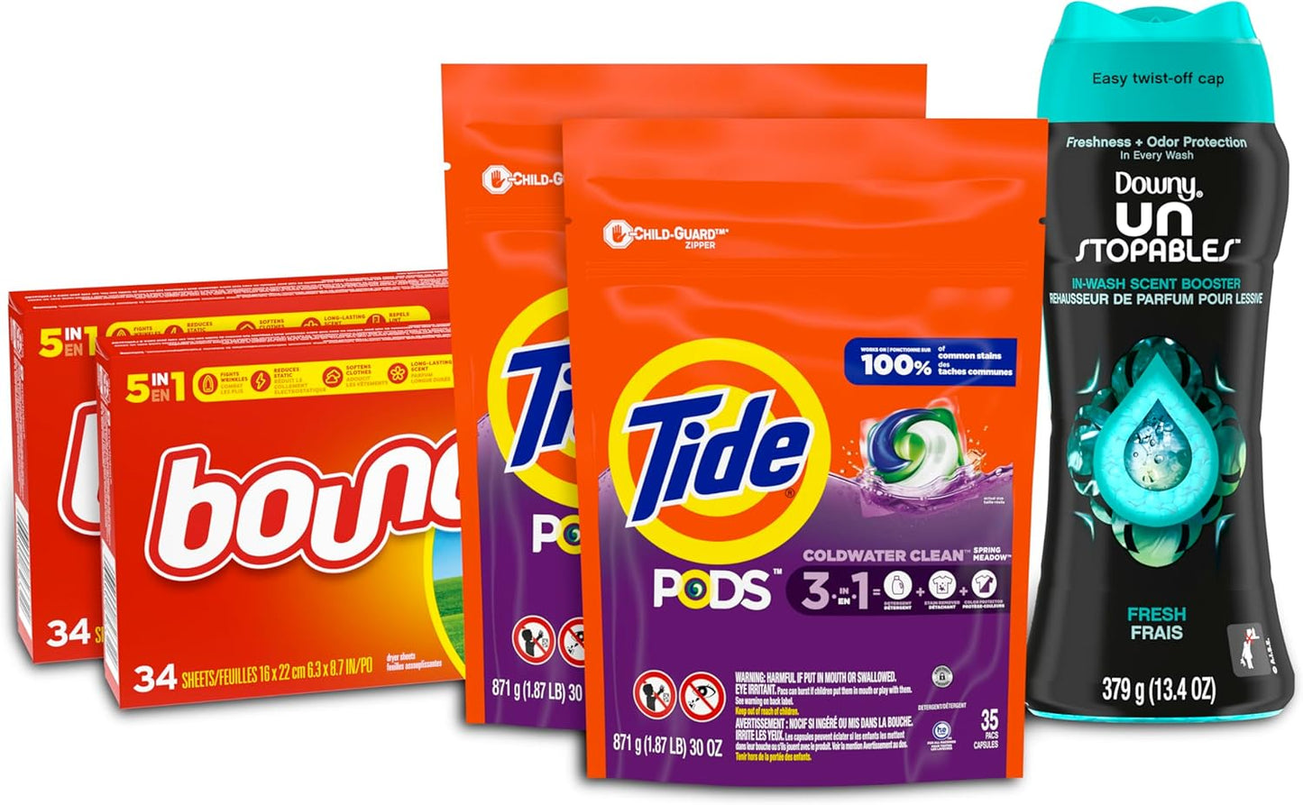 Tide-Pods-Liquid-Laundry-Detergent-Pacs,-Downy-Unstopable-Scent-Beads-and-Bounce-88