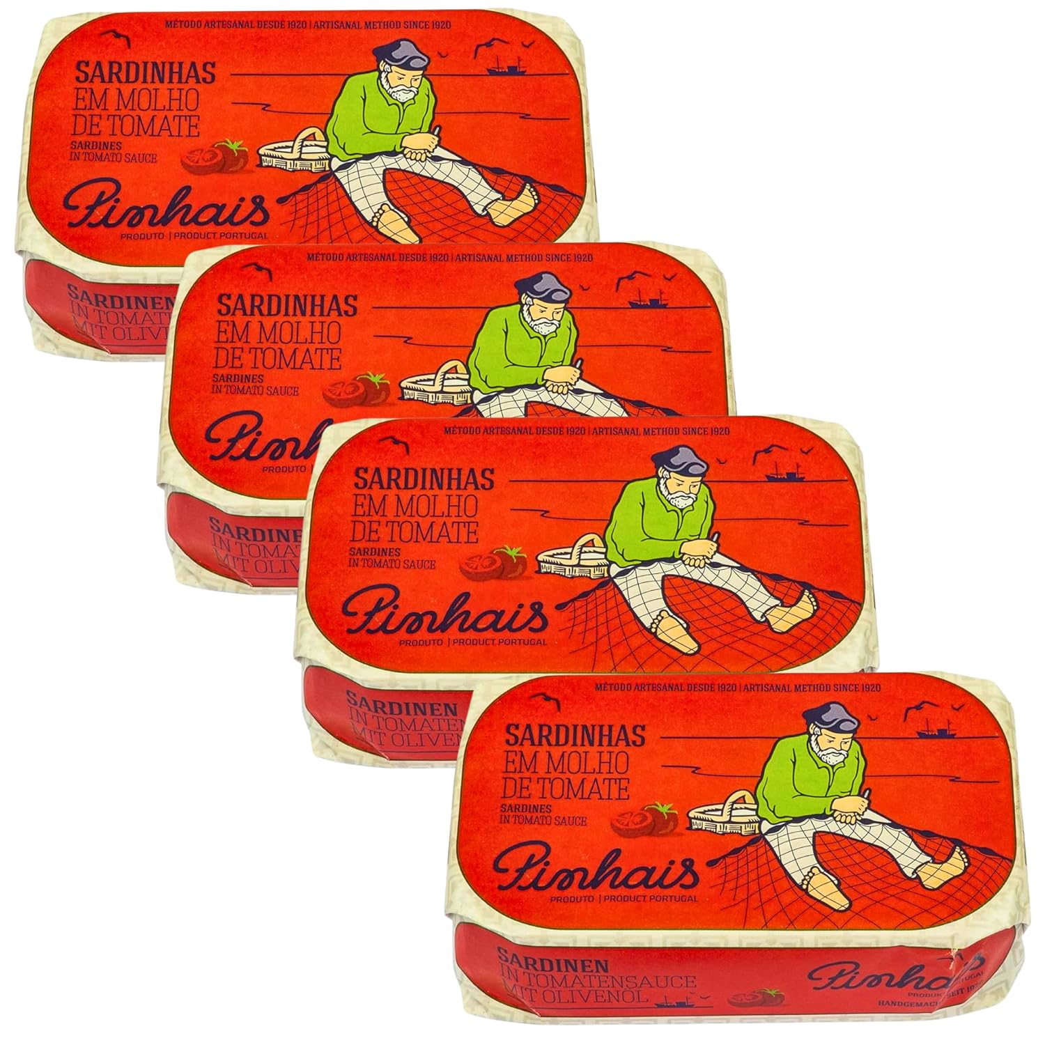 Pinhais-Sardinas-enlatadas-en-salsa-de-tomate,-4.4-oz-(paquete-de-4)---500