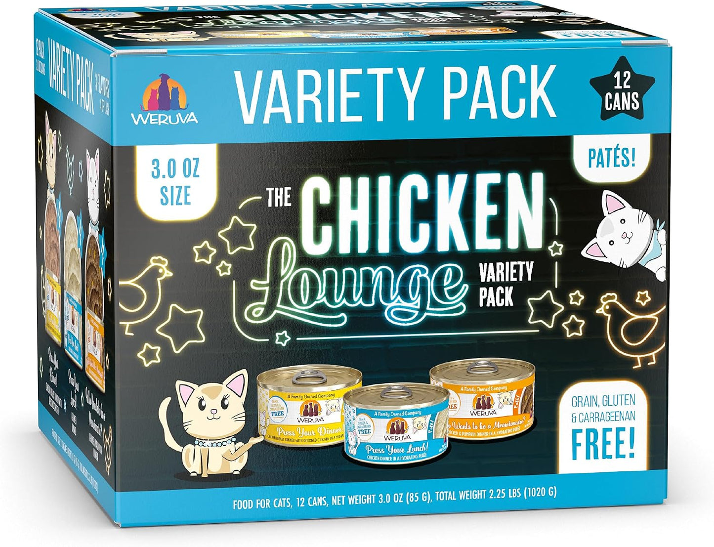Weruva-Wet-Cat-Food,-The-Chicken-Lounge-Paté-Variety-Pack,-3oz-Can,-Pack-1271