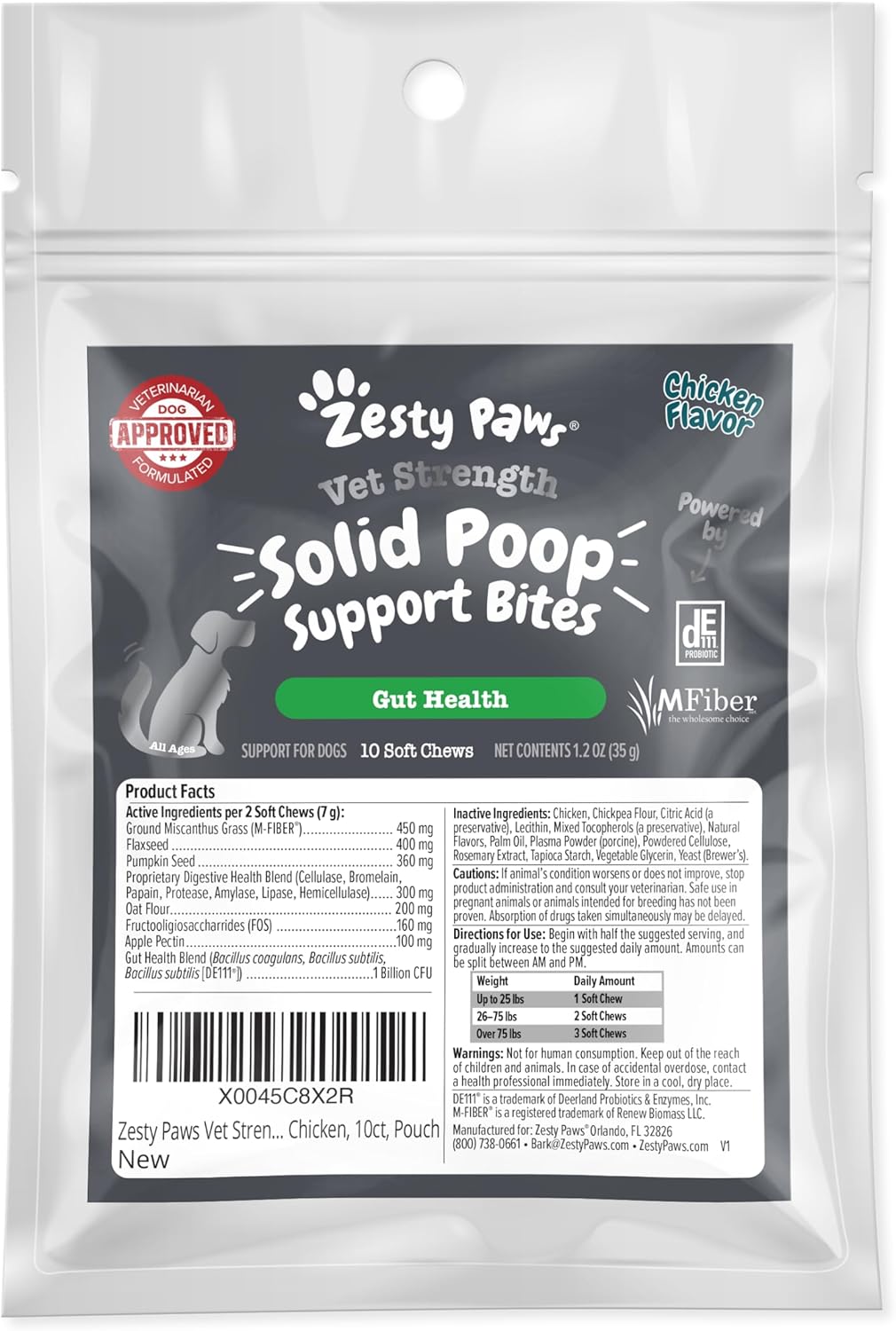 Vet-Strength-Stool-Support-Bites,-Chicken,-10ct,-Pouch-1487