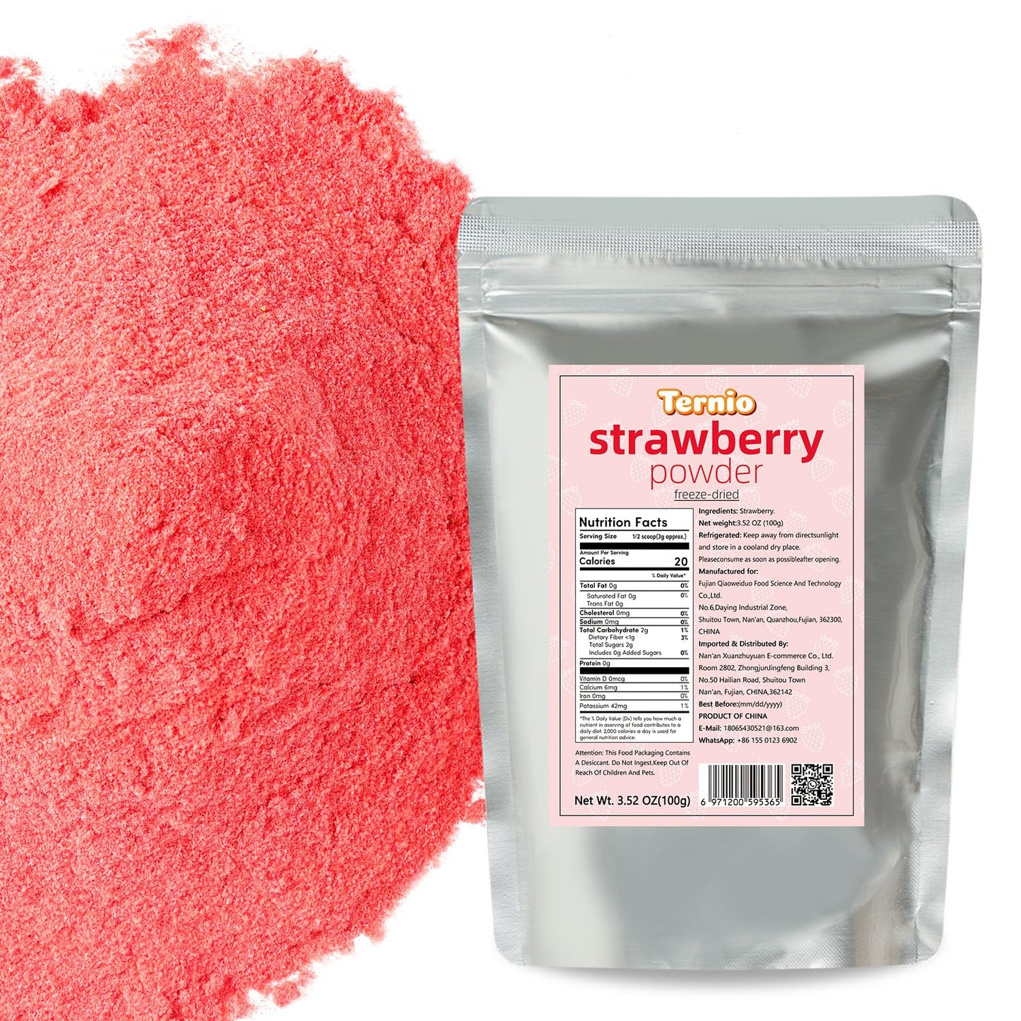 Ternio-Premium-Freeze-Dried-Strawberries-Powder---3.52oz-/-100g---1-&-Additives-1626