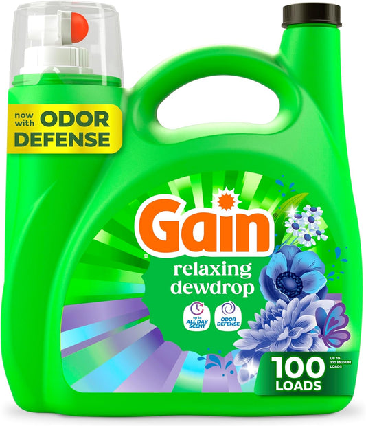 Gain-Liquid-Laundry-Detergent,-Now-with-Odor-Defense,-Relaxing-Dewdrop-Scent,-132-1384