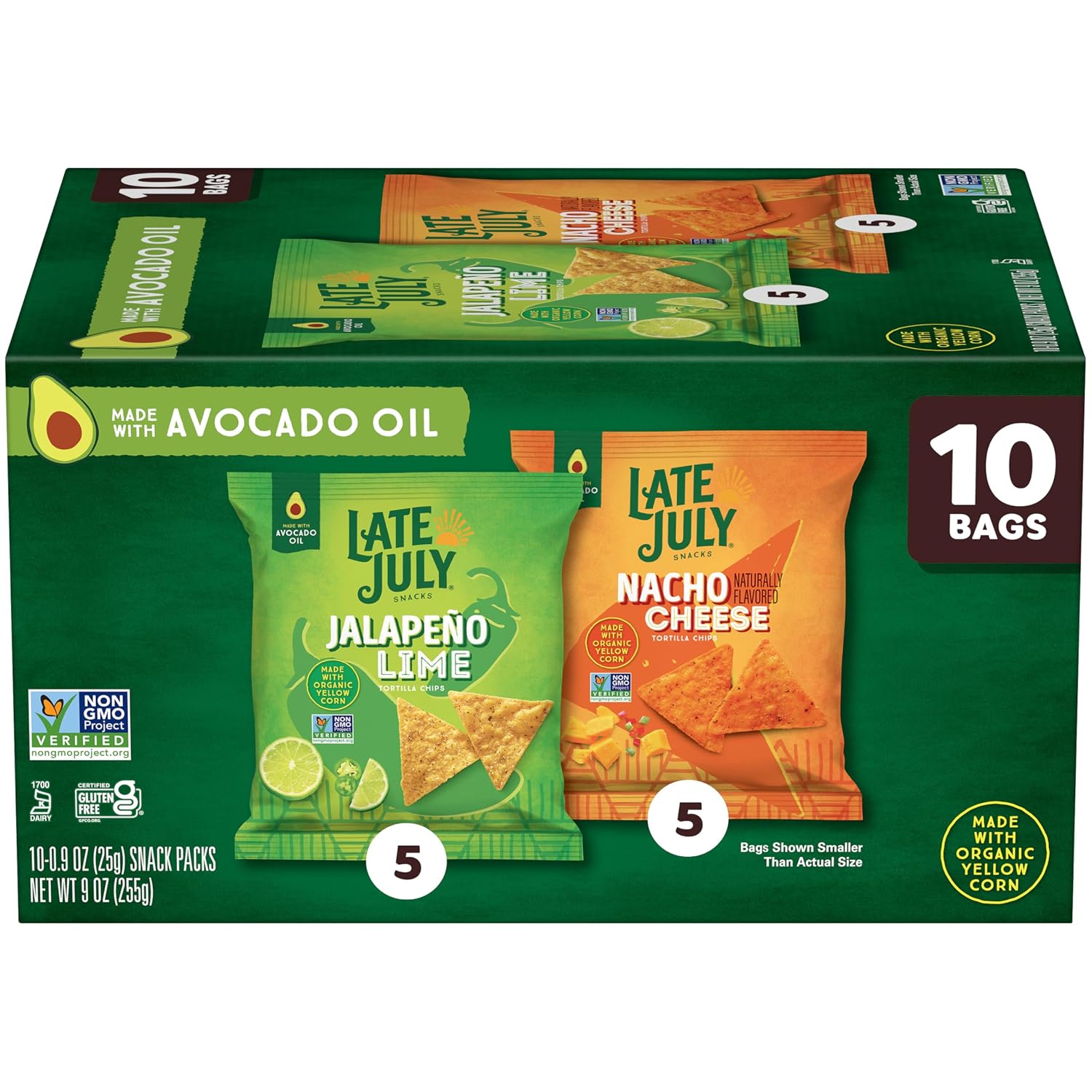 LATE-JULY-Snacks-Variety-Pack-Tortilla-Chips,-0.9-Oz-10-Count--Snack-Bags---1913