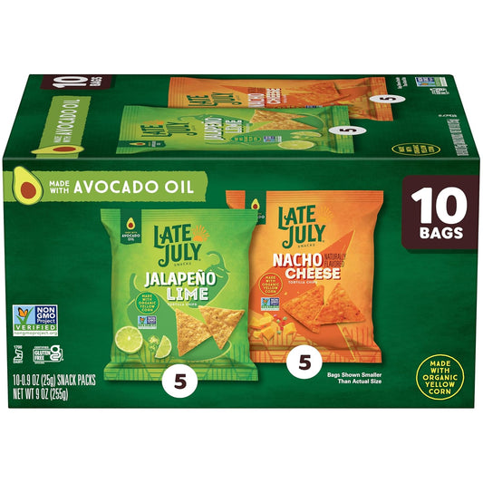 LATE-JULY-Snacks-Variety-Pack-Tortilla-Chips,-0.9-Oz-10-Count--Snack-Bags---1913