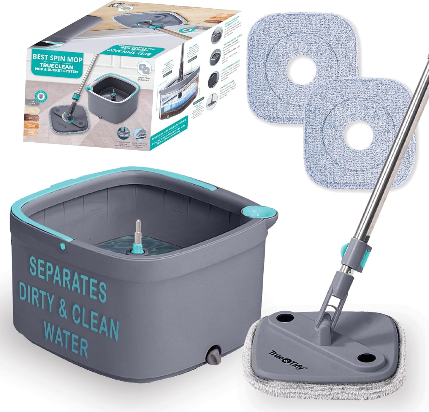 TRUE-&-TIDY-Square-Spin-Mop-&-Bucket-System-–-1295