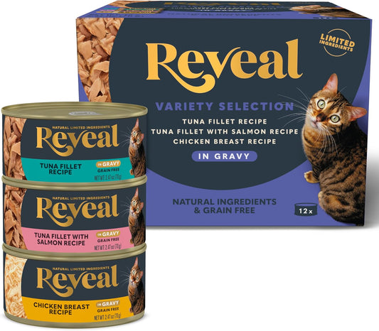 Reveal-Fish-&-Chicken-Variety-Wet-Cat-Food-in-Gravy-12-Pack,-Protein,-Limited-1689