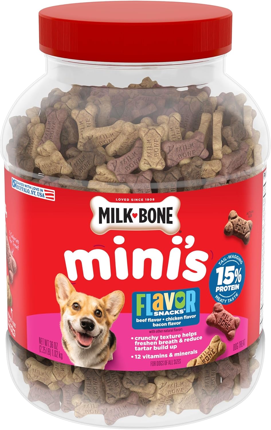 Milk-Bone-Flavor-Snacks-Mini’s-Dog-Biscuits,-Flavored-Crunchy-Dog-Treats,-36-Canister-2977