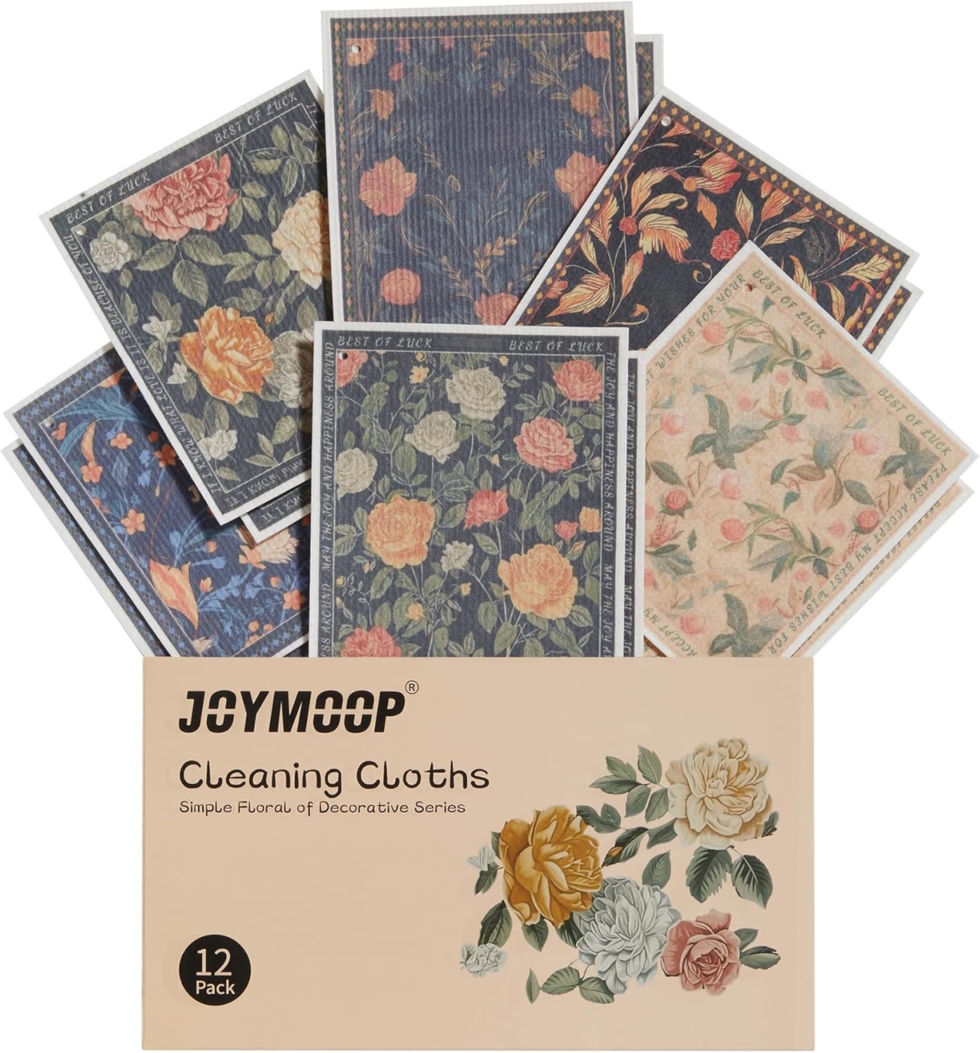 JOYMOOP-12-Pack-Decorate-Cleaning-Cloth-(Simple-Floral-of-Decorative-2496