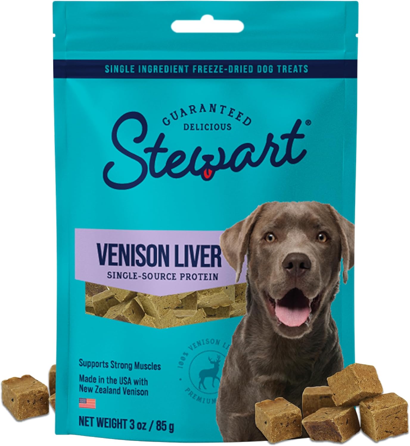 Stewart-1-Venison-Liver-Dog-Treats,-3-oz-Pouch,-~50-Pieces,-Dried-1699