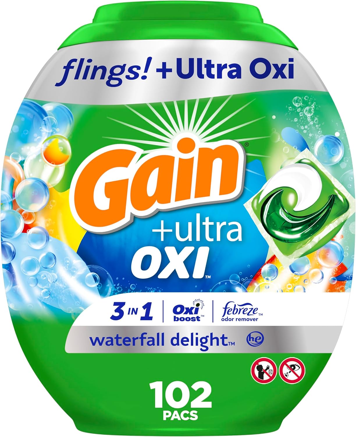 Gain-Flings-Ultra-Oxi-Laundry-Detergent-Pacs,-102-Count,-Waterfall-3496