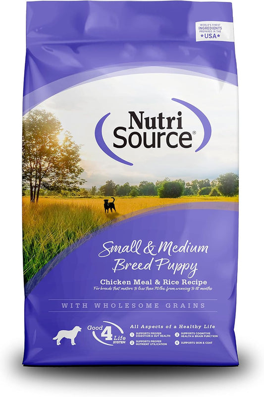 NutriSource-Puppy-Food-for-Small-and-Medium-Breeds,-Chicken-Meal-and-Rice,-26LB-2355