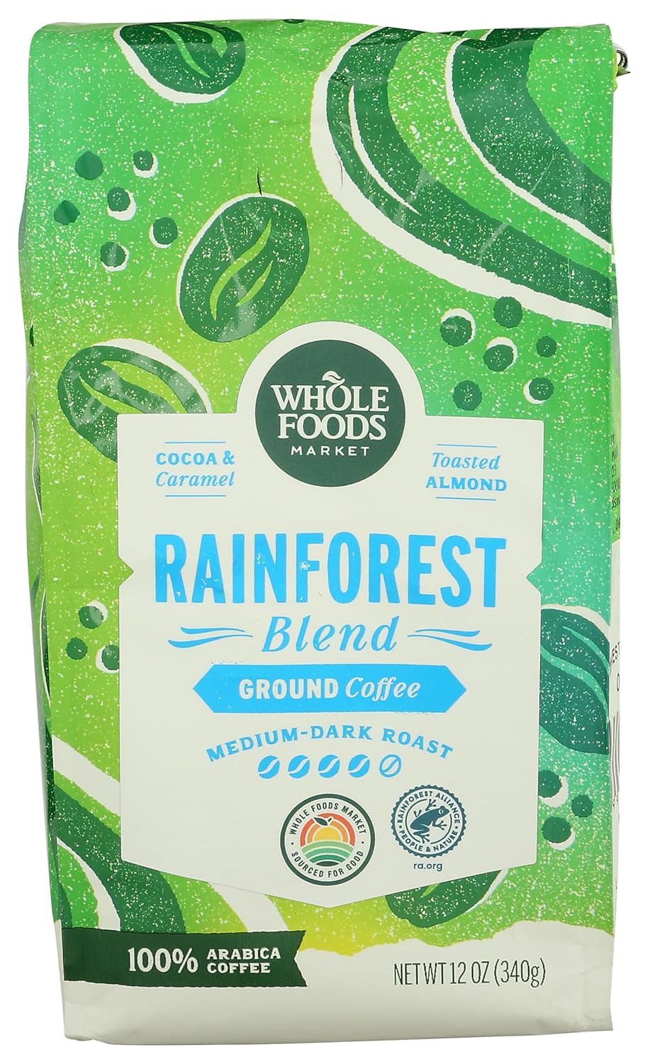 Whole-Foods-Market,-Rainforest-Blend-Café-molido-tostado-medio-oscuro,-cacao,-y1948