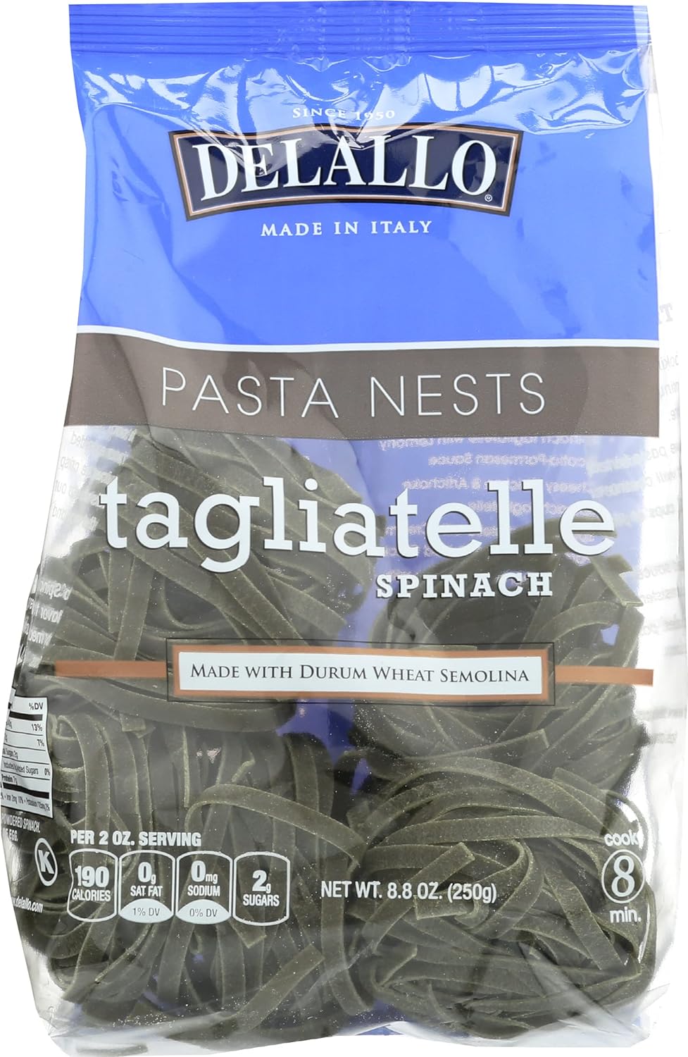 Delallo-Tagliatelle-Spinach-Pasta-Nests,-8.82-Oz-(Pack-616