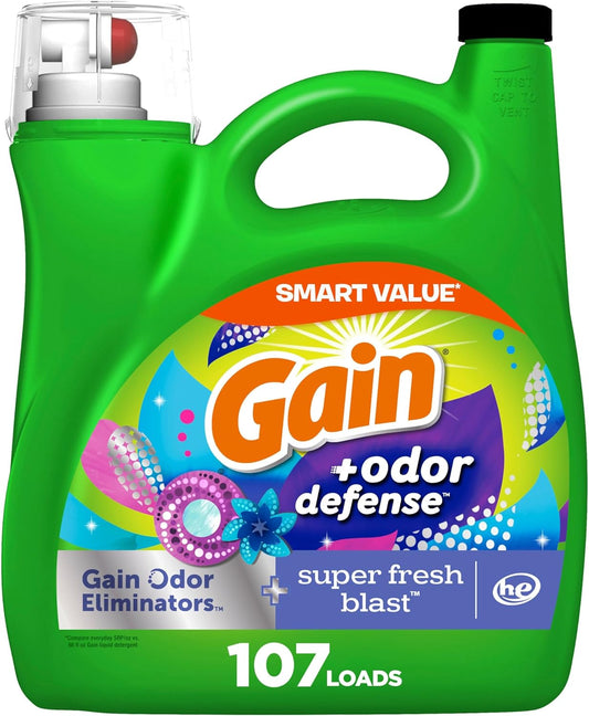 Gain-+-Odor-Defense-Liquid-Laundry-Detergent,-Super-Fresh-Blast-Scent,-107-1768