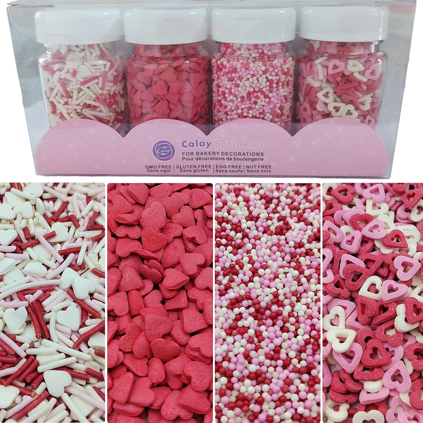 Valentines-Sprinkles,-White-Pink-and-Red-Heart-Sprinkles-for-Cake-Decorations,-4-Assorted-Heart-1627
