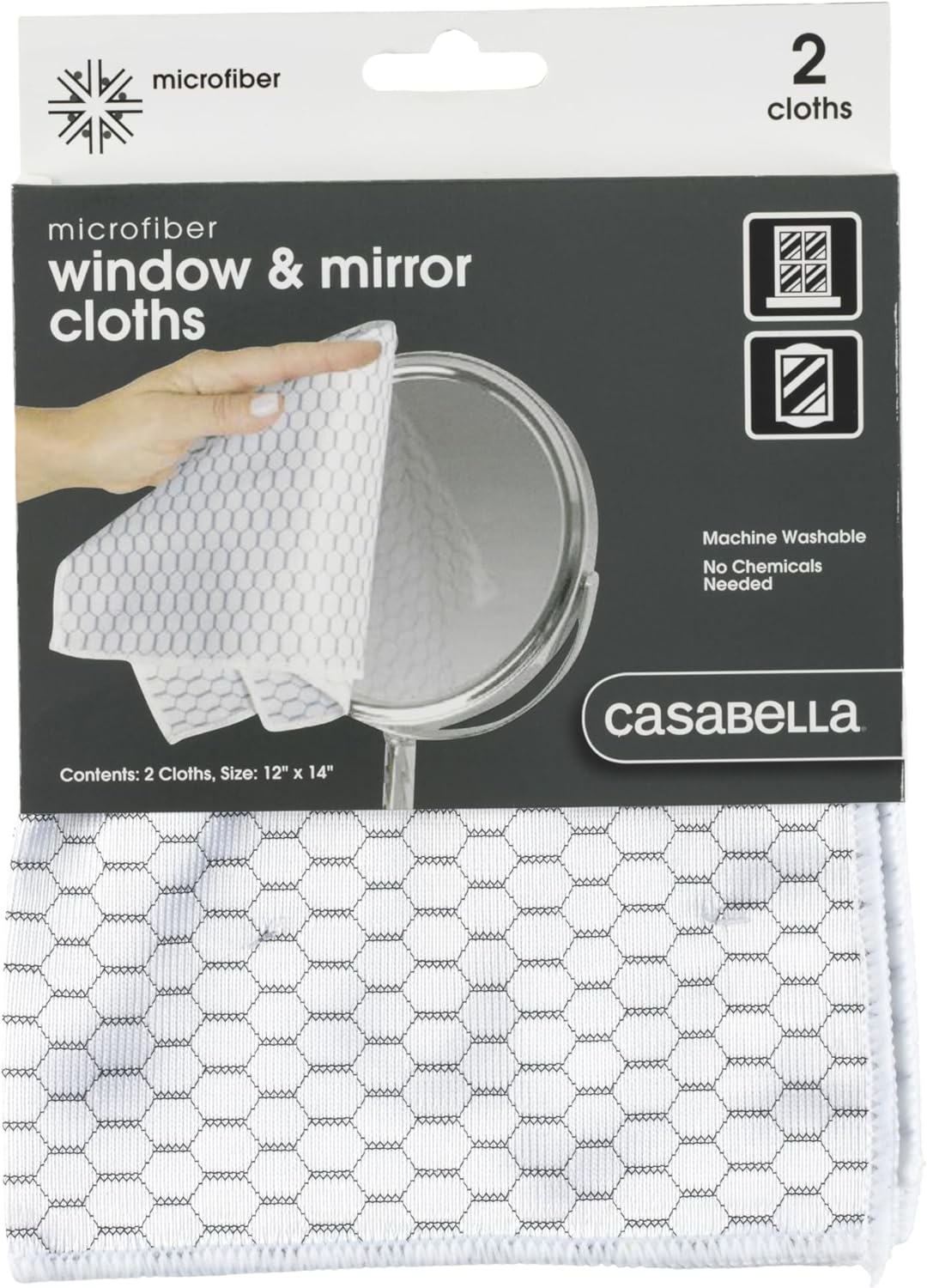 Casabella-Lint-Free-Microfiber-Glass-and-Mirror-Cleaning-Cloths,-White/Black-(Set-662