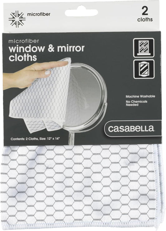 Casabella-Lint-Free-Microfiber-Glass-and-Mirror-Cleaning-Cloths,-White/Black-(Set-662