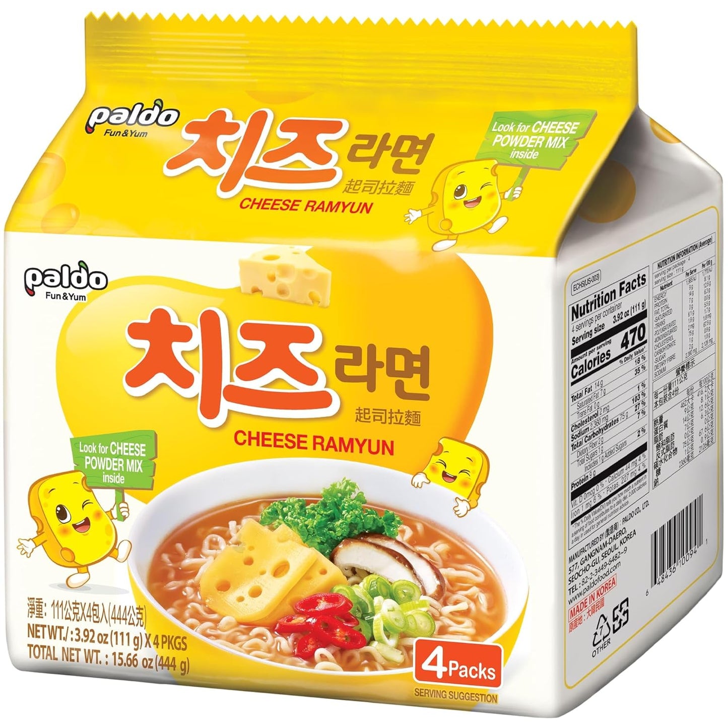 Paldo-Cheese-Fromage-Ramyun-Fideos,-queso-Ramyun,-3.92-oz-(4--paquetes)-368