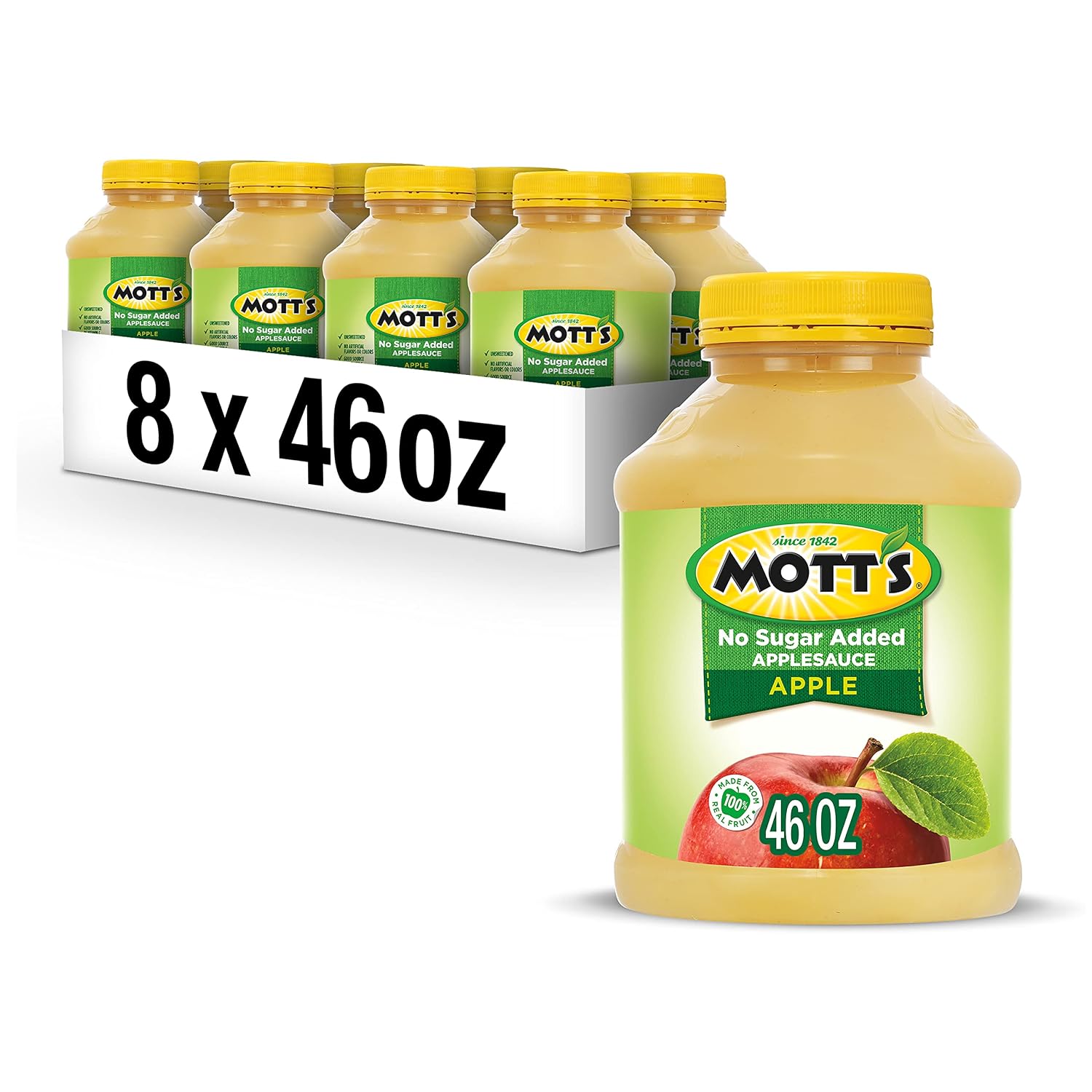 Mott's-No-Sugar-Added-Applesauce,-46-Oz-Jar-(Pack-Of-8),--Good-Source-Of-C,-1473