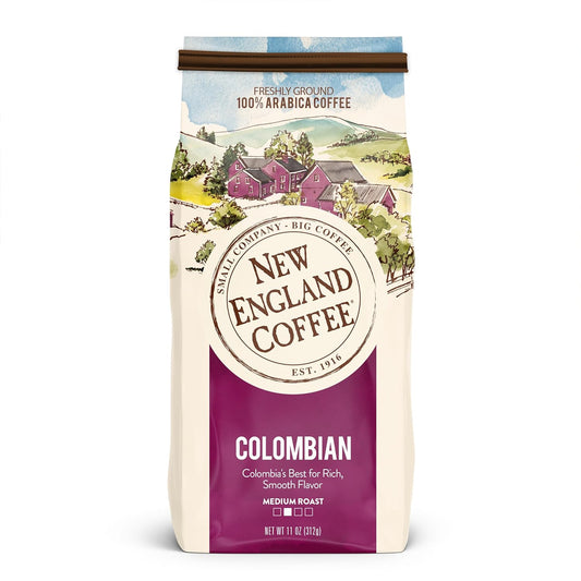 New-England-Coffee-Colombian-Medium-Roast-Ground-Coffee,-11oz-Bag-(Pack-of-1)-1628