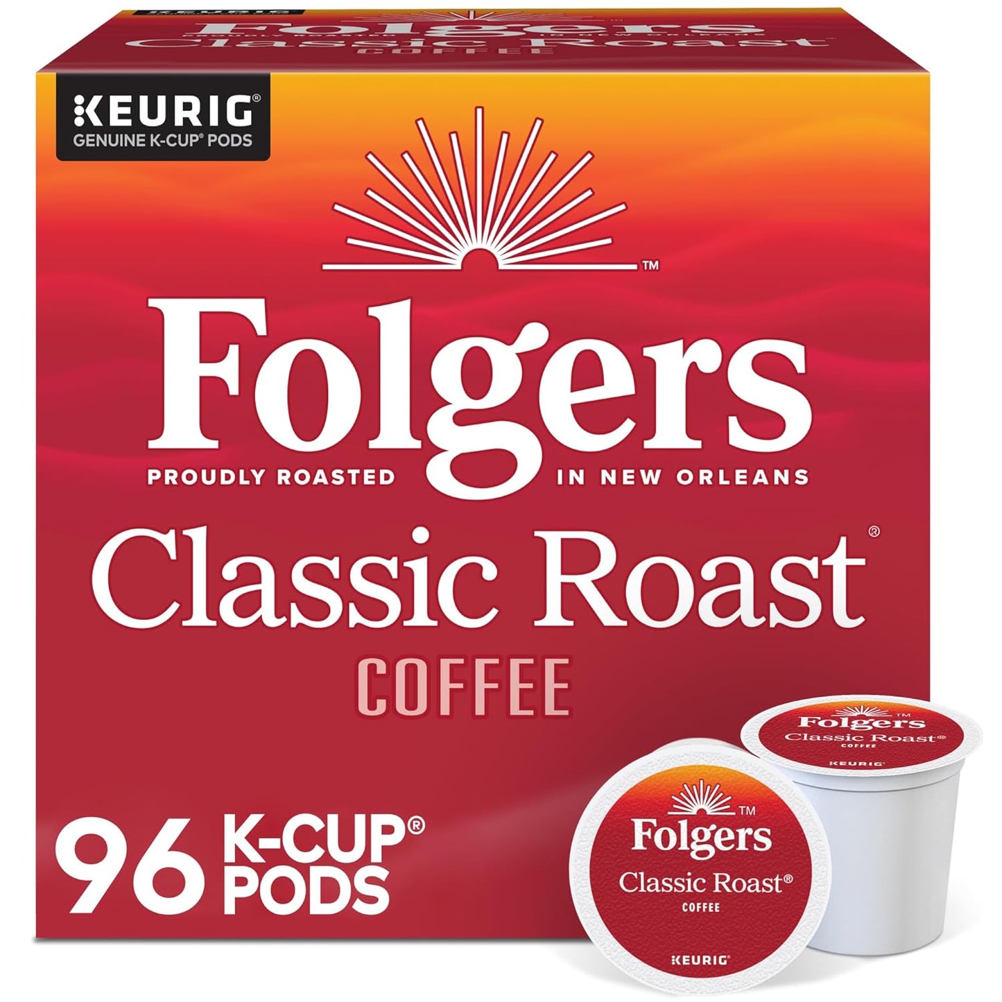 Folgers®-Single-Serve-Coffee-K-Cup®,-Classic-Roast,-Carton-Of-96,-4-x-24-Per-2770