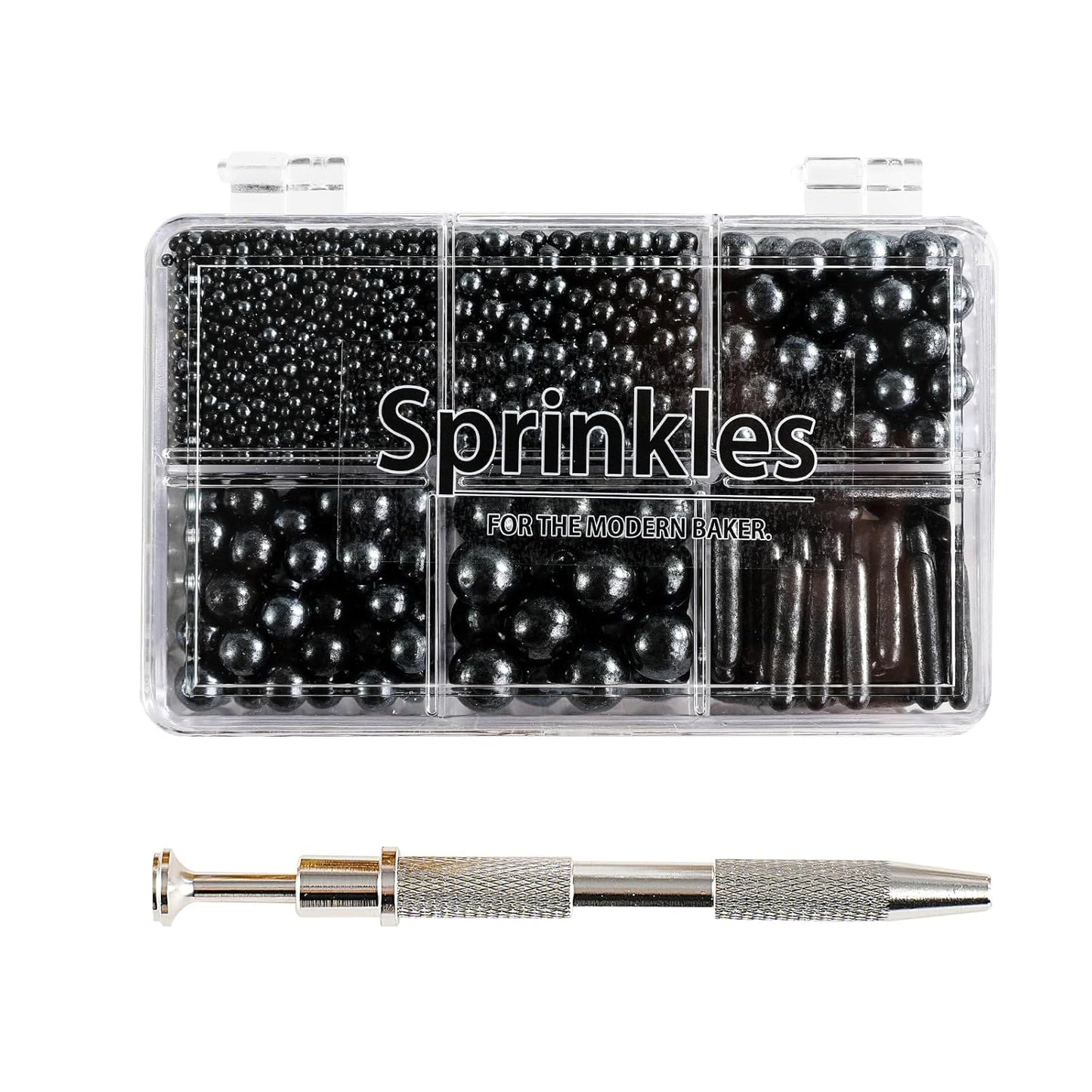Kasvan-Black-Mix-Sugar-Sprinkles---Edible-Candy-Pearls-with-4-Claw-Sprinkle-Oz,-Box-1306