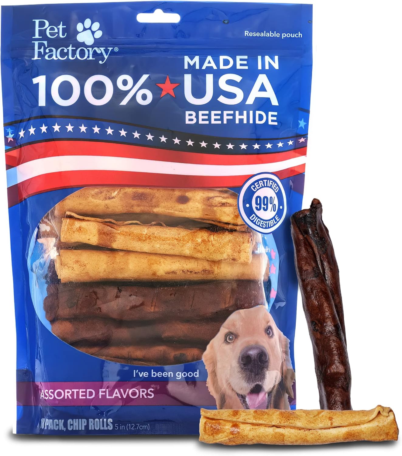 Pet-Factory-1-Made-in-USA-Beefhide-5"-Chip-Rolls-Dog-Treats-2345