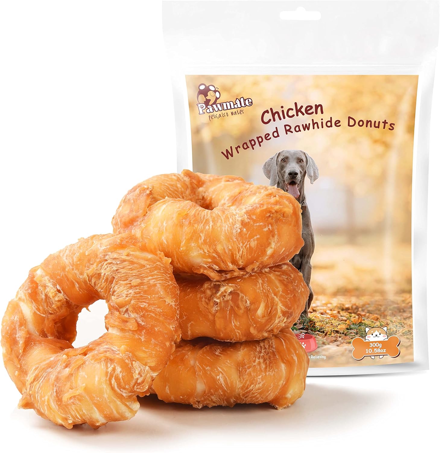 Pawmate-Dog-Treats-Large-Breed,-Chicken-Wrapped-Rawhide-Donut-Rings,-Rawhide-Chews-2109