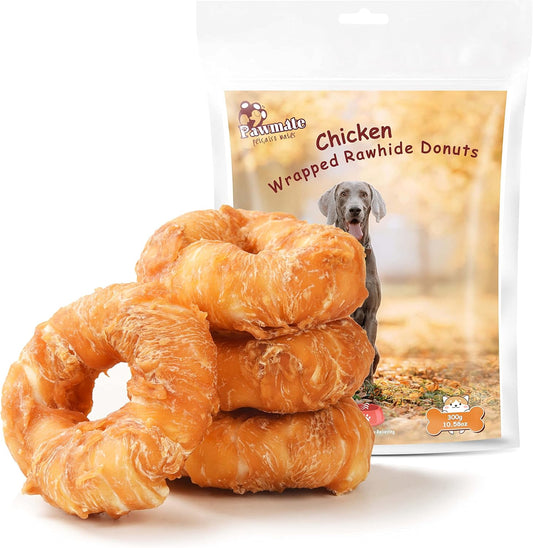 Pawmate-Dog-Treats-Large-Breed,-Chicken-Wrapped-Rawhide-Donut-Rings,-Rawhide-Chews-2109