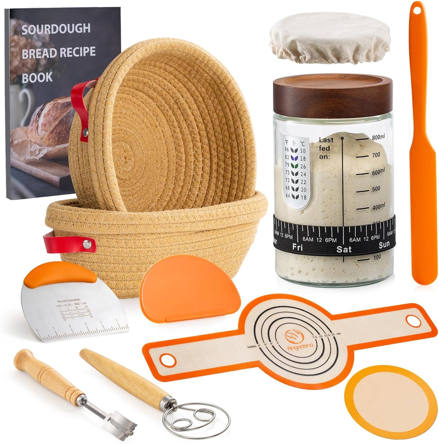 Sourdough-Starter-Kit,-Handmade-Cotton-Rope-oval-and-round-banneton-bread-baskets-liners-covers,-1156