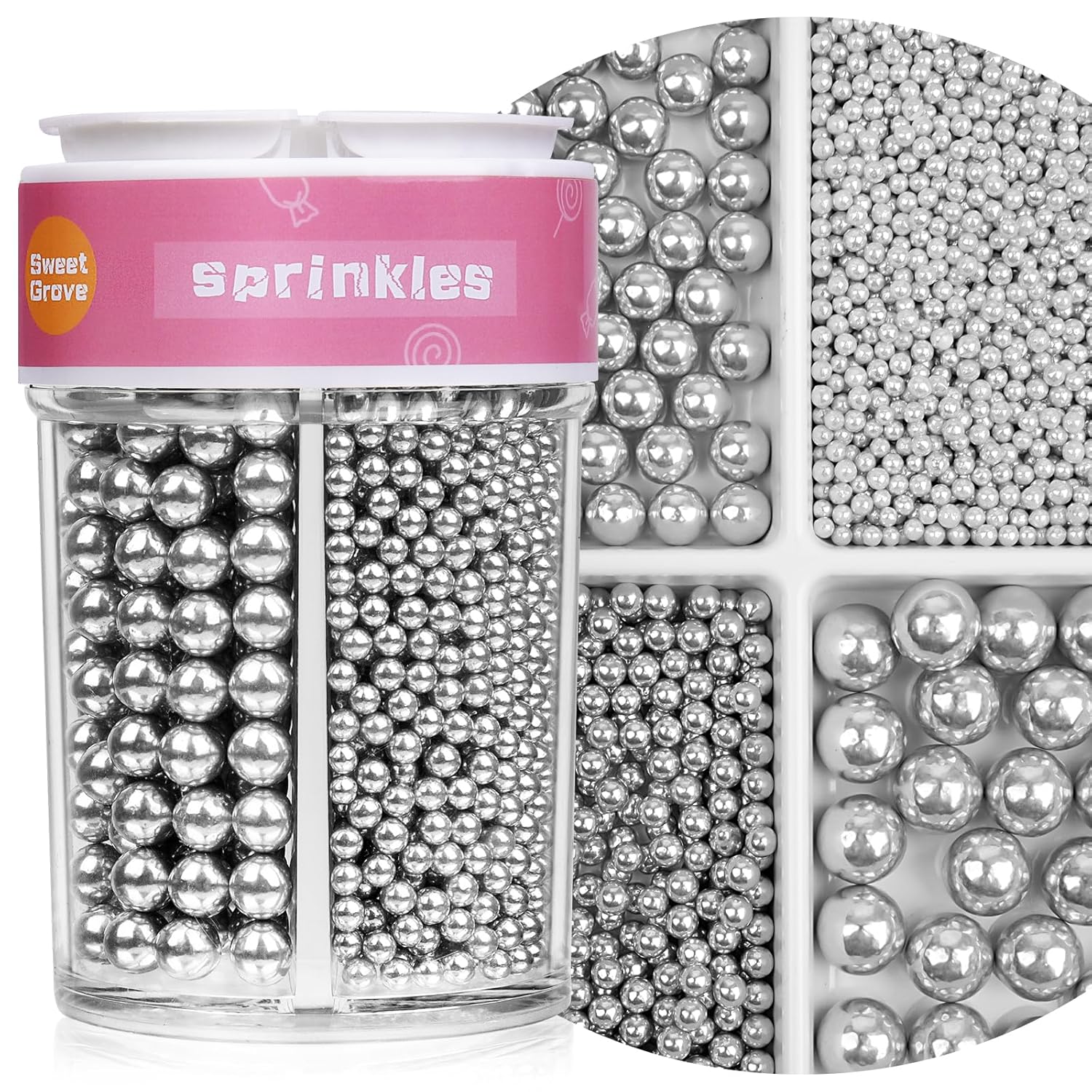 Silver-Sprinkles,-Edible-Pearls-for-Cake-Decorating,-7.8oz-Sugar-Candy-Pearls-for-Cookie-&-1605