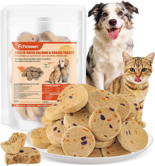 100g/3.52oz-Dehydrated-Salmon&Veggie-Treats-for-Cats-and-Dogs,Includes-Pumpkin,Purple-Potato-and-Carrot,All-Natural-104