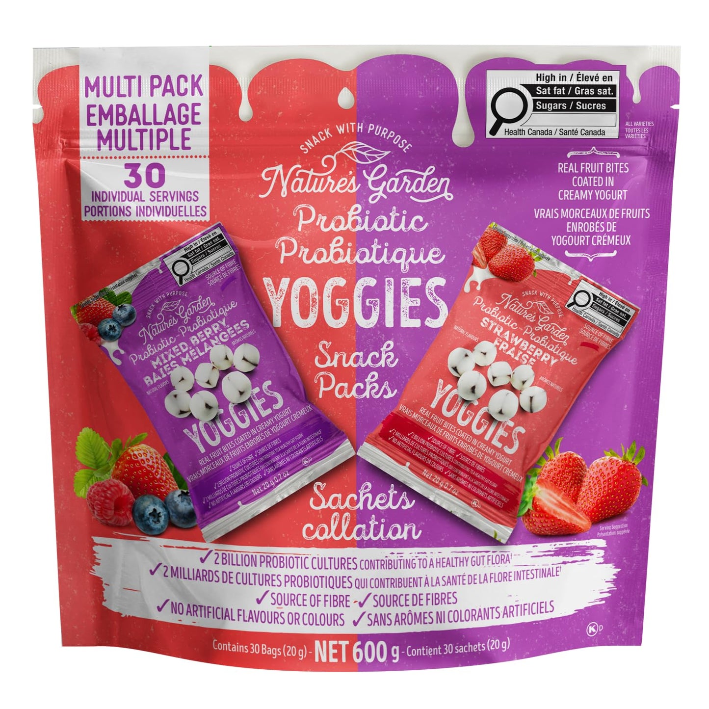 Nature's-Garden-Probiotic-Variety-Pack-Yoggies-21oz-(30x0.7oz),-Gluten-Free-|--(Strawberry-15x0.7oz-+-Berry-2626