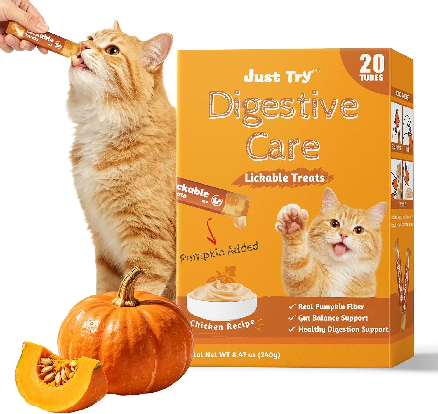 Just-Try-Pumpkin-Lickable-Cat-Treats-with-Taurine,-20-Tubes-|-Soft-texture-supports-119