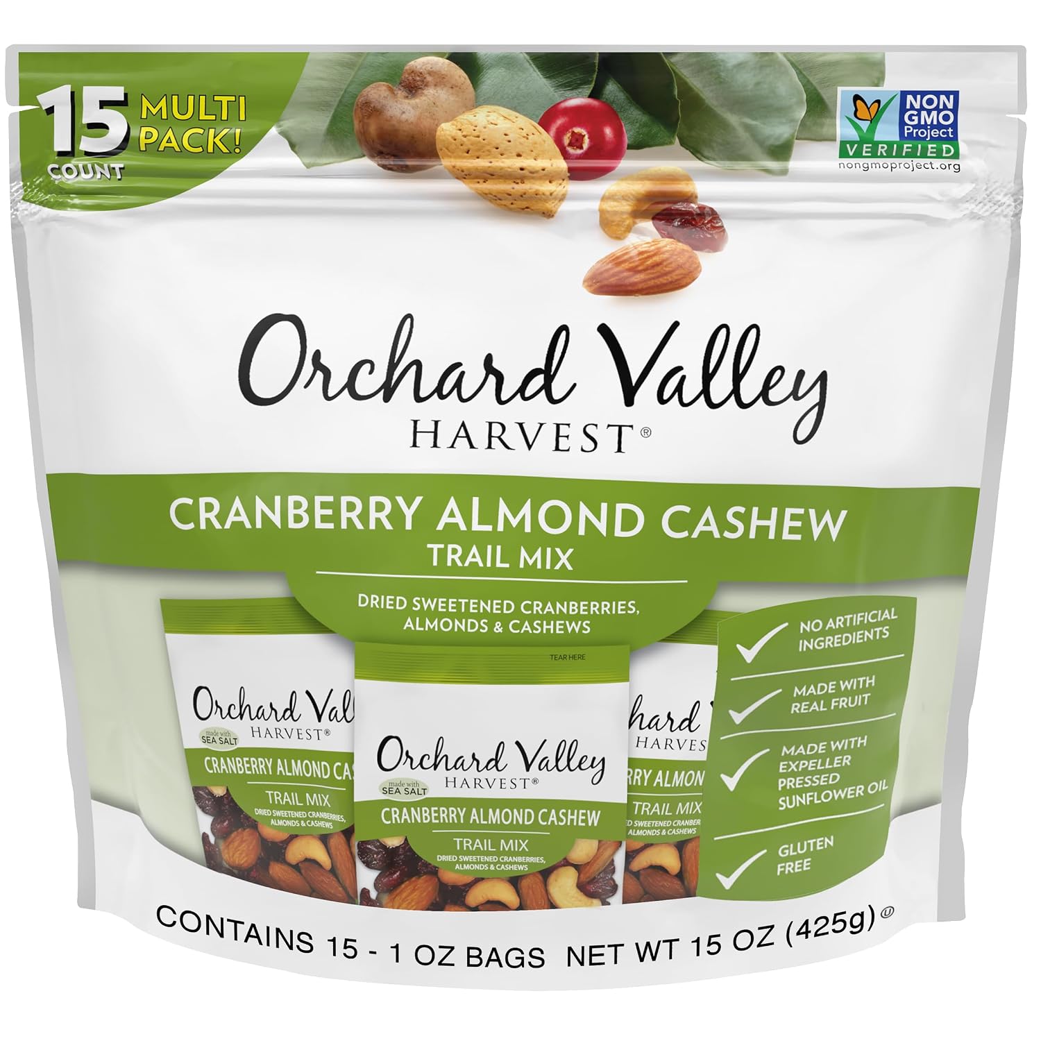 Orchard-Valley-Harvest-Cranberry-Almond-Cashew-Trail-Mix,-1-oz-|--Pack-Of-15,-Packs,-1689