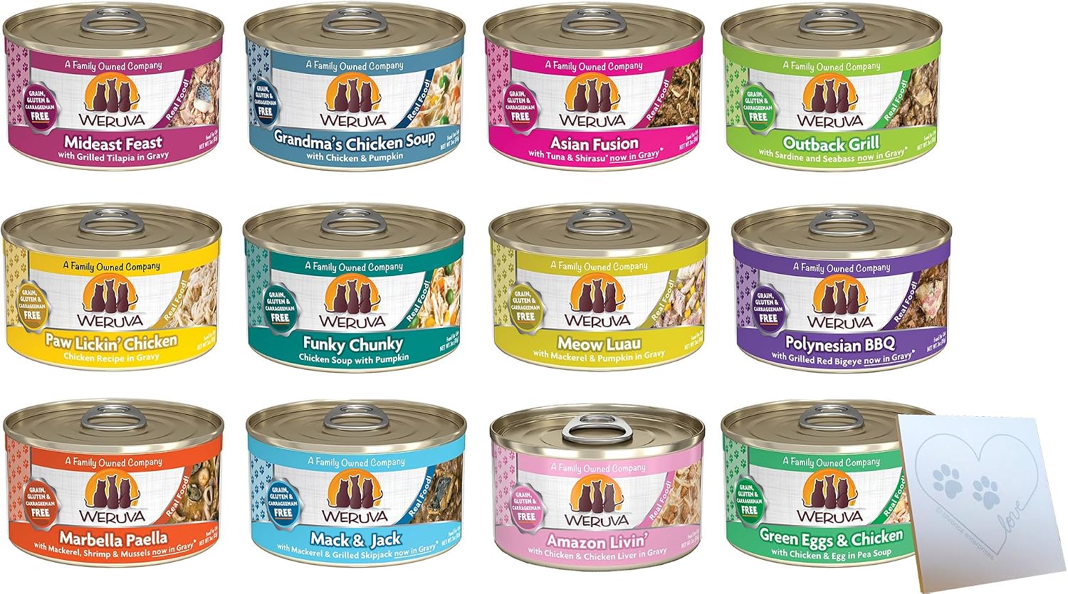 Huge-Variety-Pack-for-Weruva-Classic-Cat-Food---All-12-Flavors:-Paw-Lickin'-122