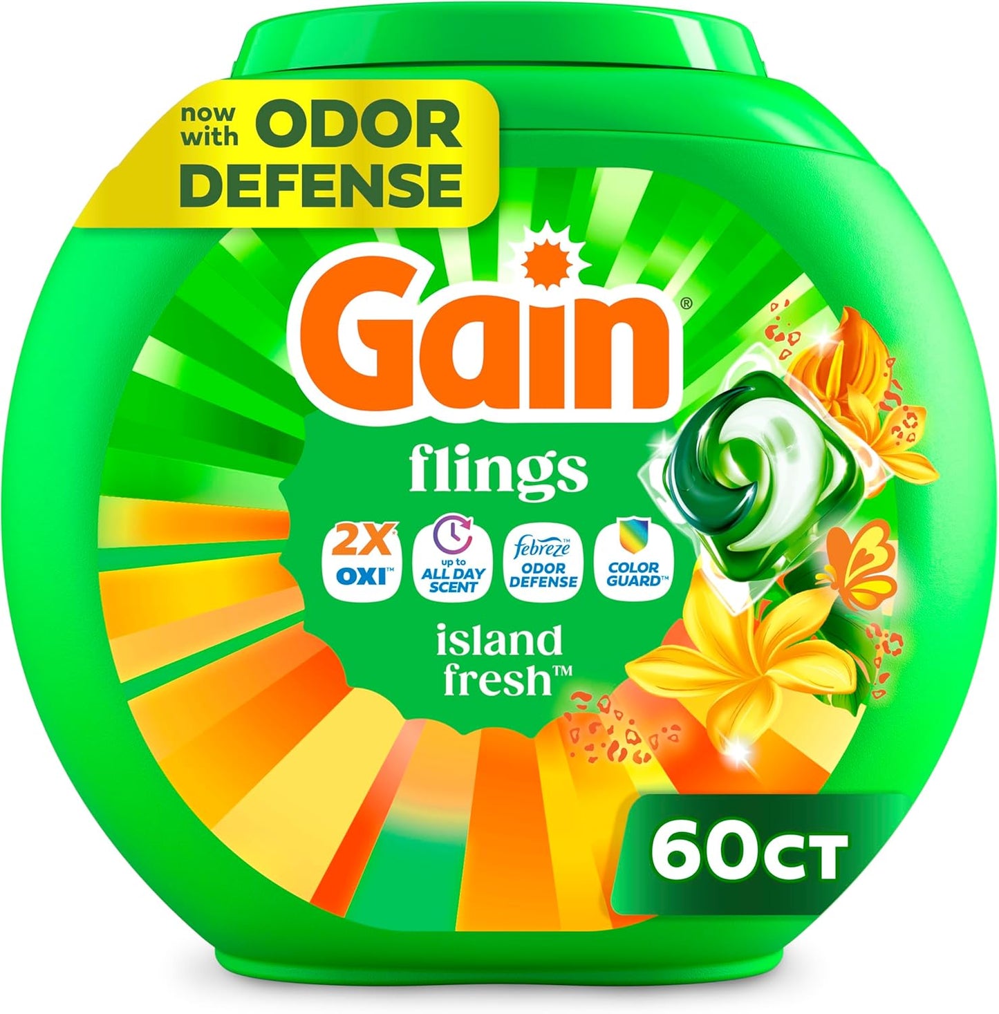 Gain-Flings-Liquid-Washing-Detergent-Pacs-with-Odor-Defense-+-Color-Guard,-1418