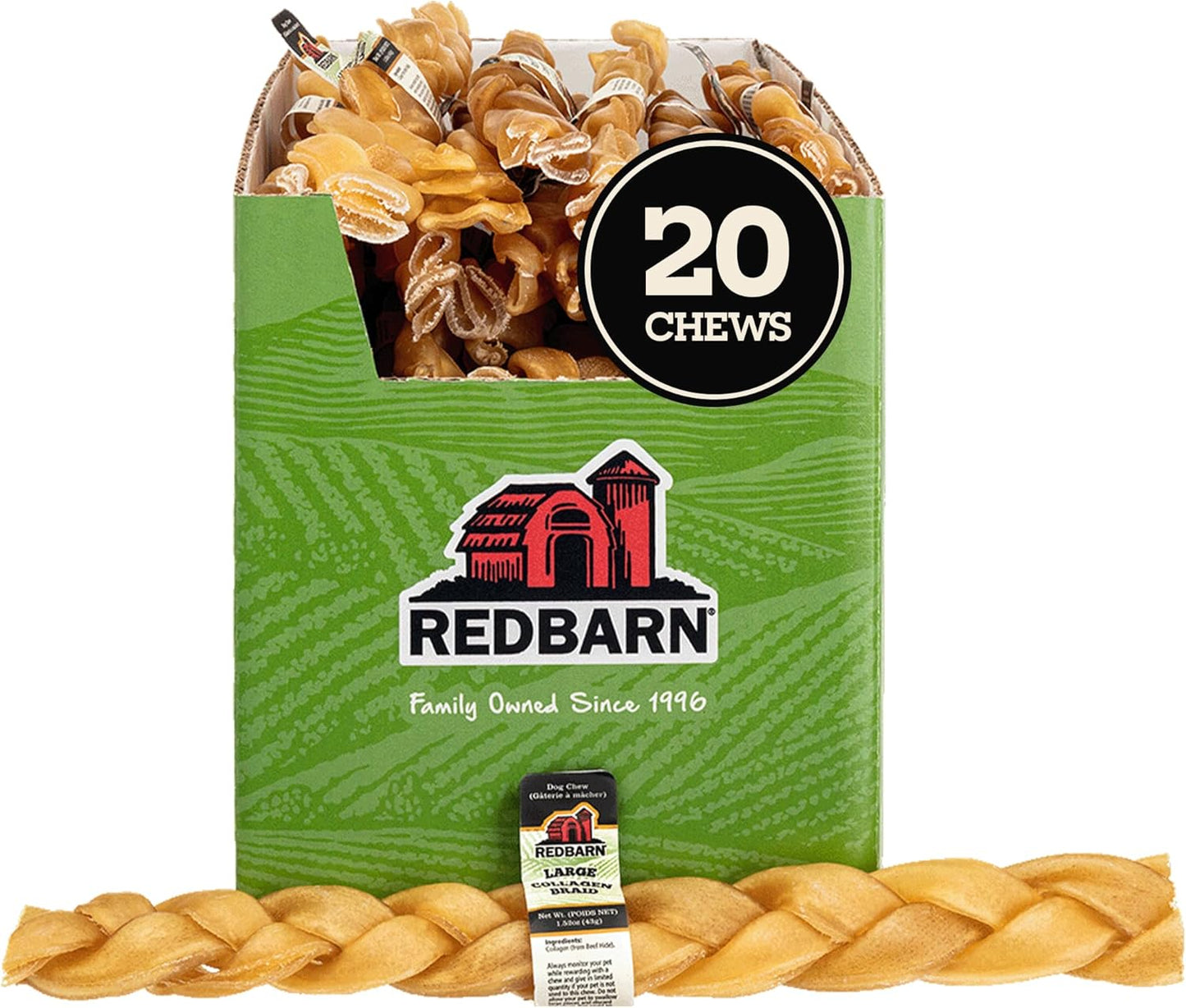 Redbarn-Pet-Products-Redbarn-Natural-12"-Beef-Collagen-Braids---Case-20-1576
