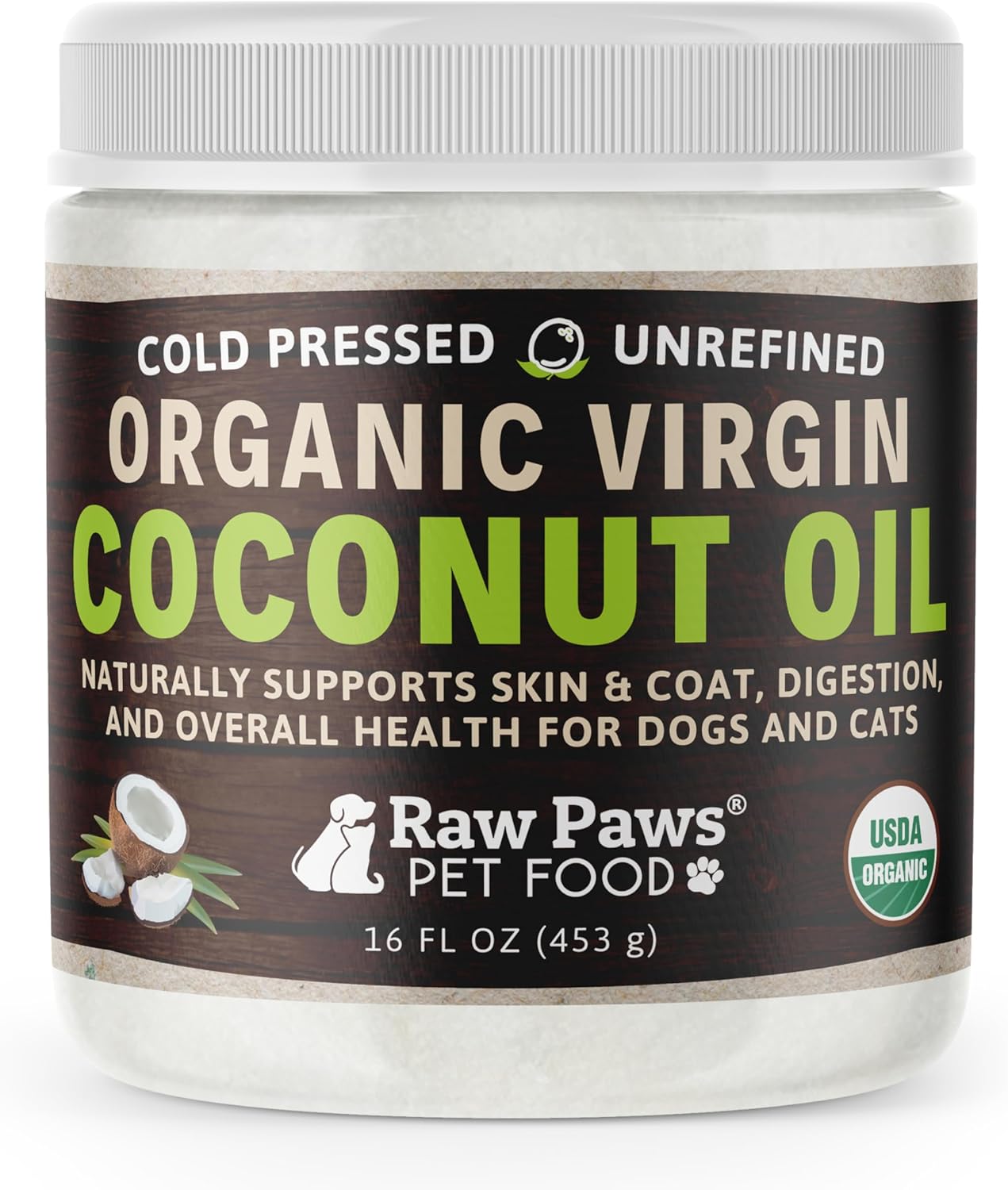 Raw-Paws-Organic-Virgin-Coconut-Oil-for-Dogs-&-Cats,-4-oz---Supplement-1327